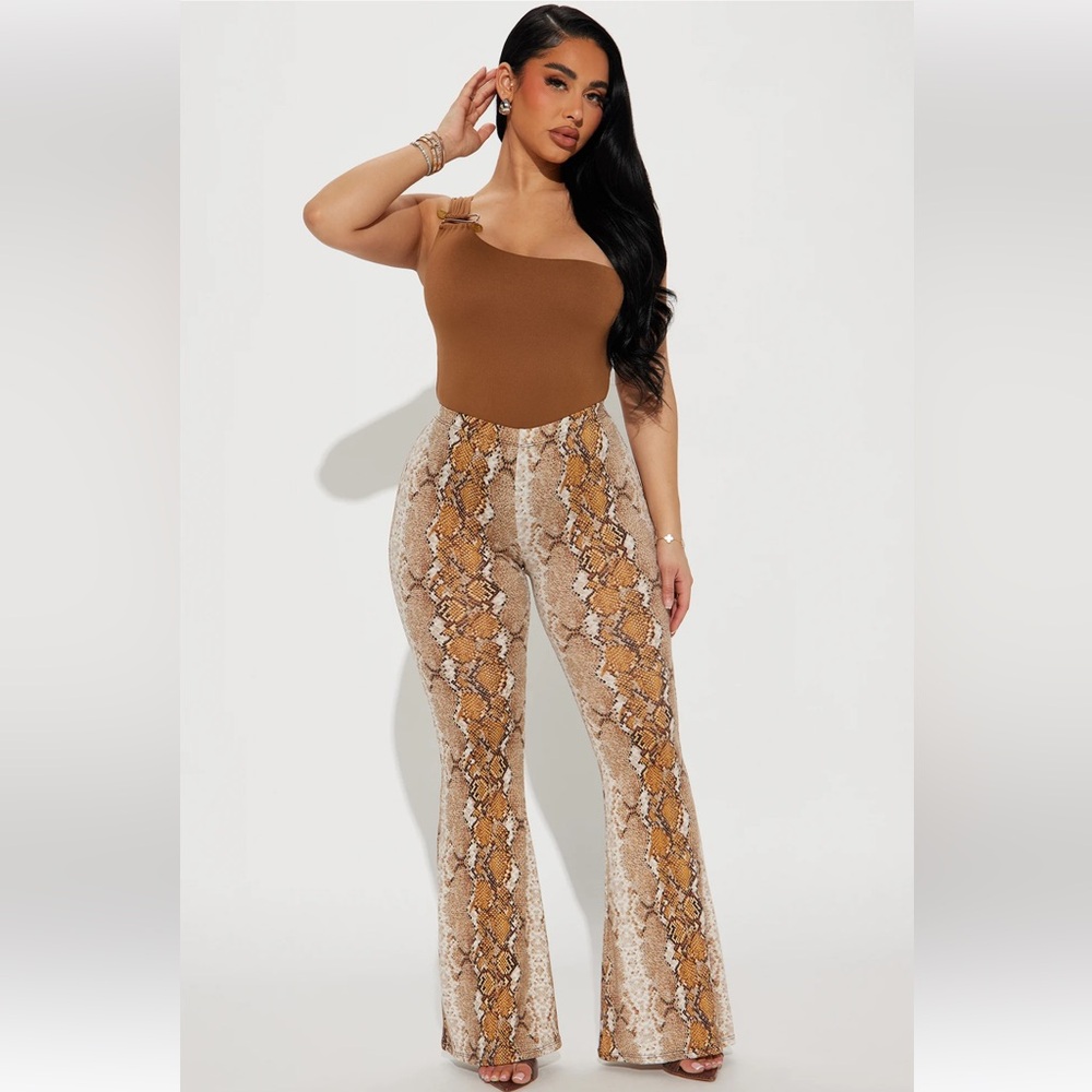 Snake Print Flare Pants